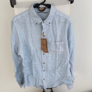 Tailor Vintage Men's Pale Blue Linen Button-Down Shirt